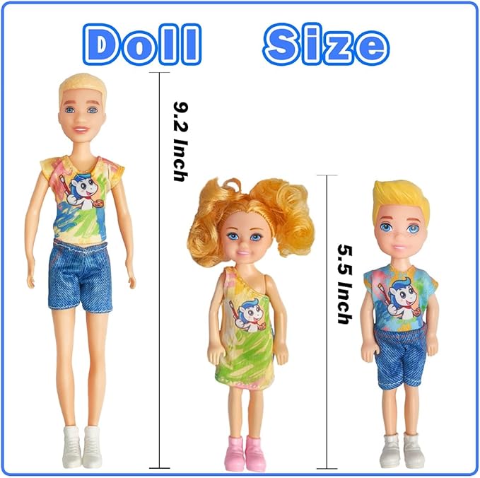 Interactive Family Toy Fun Action Figures Set, Imaginative Family Doll Play