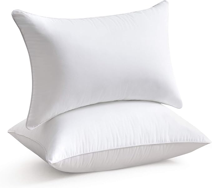 Oubonun 12x20 Lumbar Throw Pillow Inserts 2 Pack, 100% Cotton Breathable Cover Plump Rectangle Square Cushion Inserts White Decorative Pillows for Living Room Bedroom Office