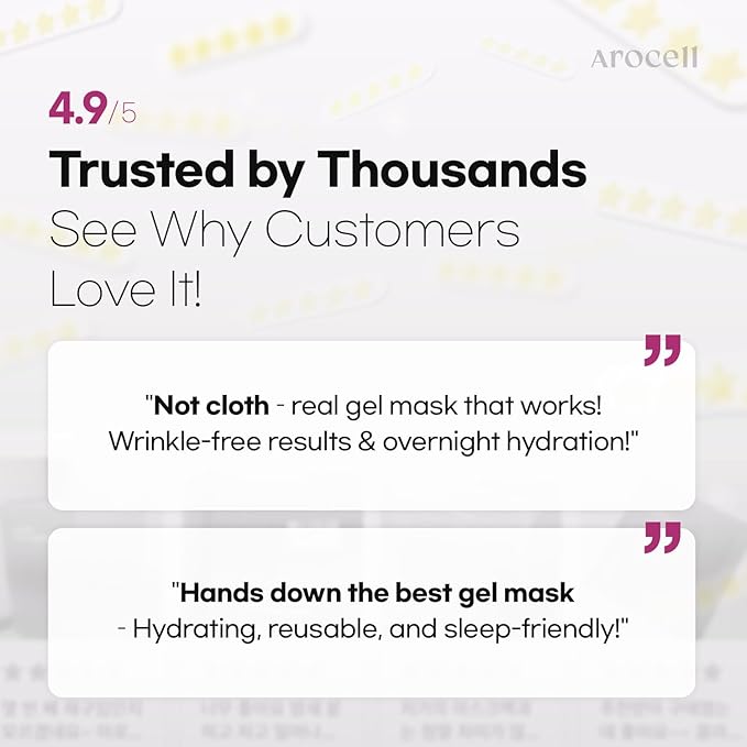 AROCELL Super Collagen Overnight Hydrogel Mask with Retinol & Stem Cell | Firming, Lifting, Plumping, Long-Lasting Glow | Korean Glass Skin Care | 43g x 8