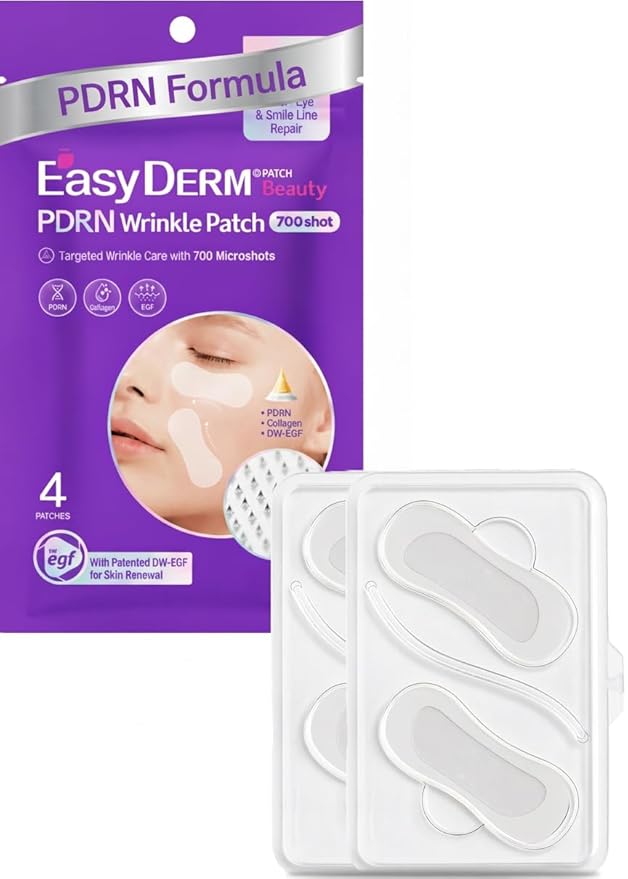 DWEasyDerm EasyDerm PDRN Patch – Under Eye & Smile Line Care, 4 Patches | K-Beauty Korean Skincare with Collagen & EGF, PDRN Eye Mask, Self-Care Essential