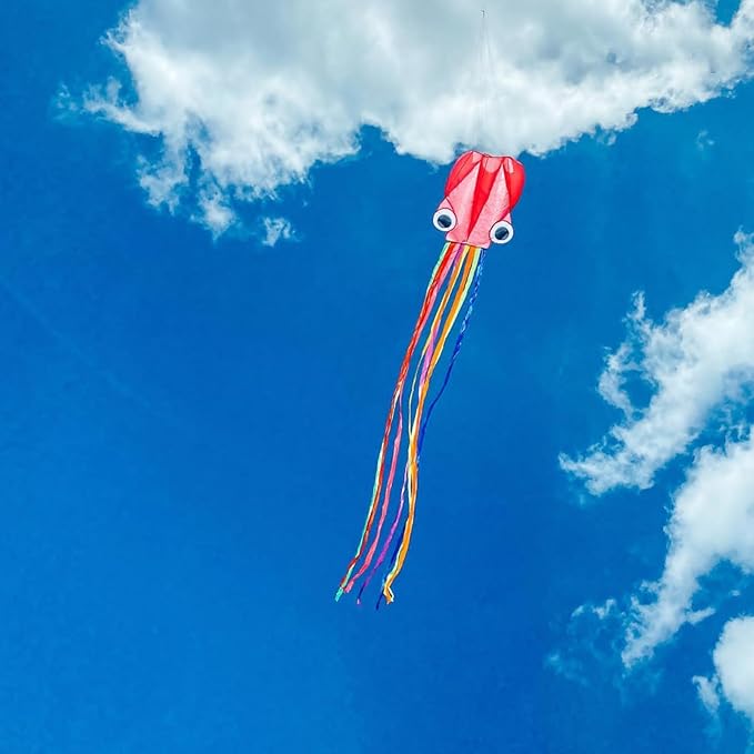 Large Octopus Kites for Kids and Adults - Easy to Fly, 28X158 3D Software Colorful Kite with Long Tails. Perfect for Beach and Outdoor Activities