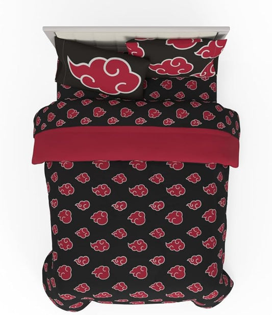 Collectibles Naruto Anime Akatsuki Bedding 7 Piece Super Soft Reversible Comforter and Sheet Set with Sham, Queen, (Officially Licensed Product) By Franco