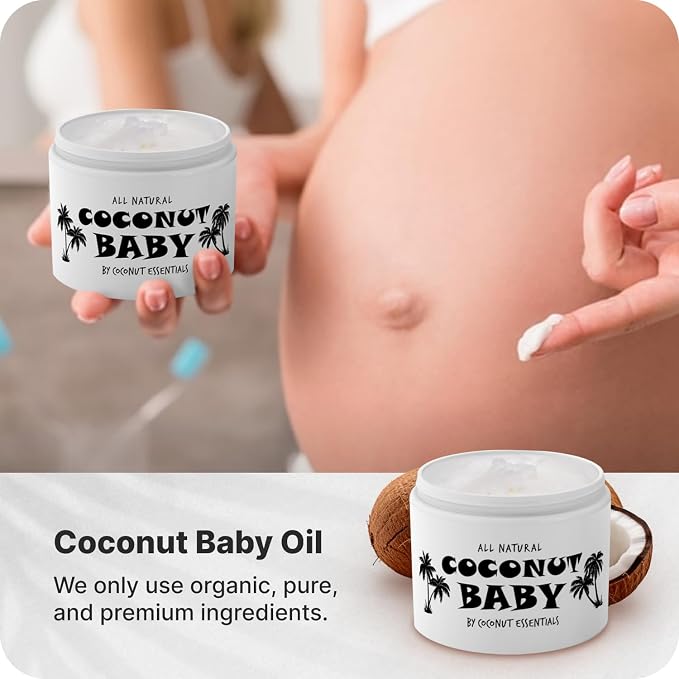 Coconut Essentials Coconut Baby Oil - Natural & Organic Moisturizer, Hair Oil for Cradle Cap Treatment, Newborn Sensitive Skin, Eczema & Psoriasis Relief, Unscented, Sunflower & GrapeSeed 4 floz
