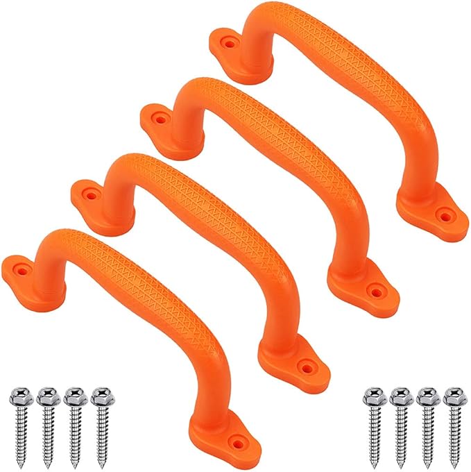 Dolibest Set of 4 Safety Playground Handles,Swing Set Kids Safety Hand Grips for Playset, Climbing Frame, Play House,Climbing Frame, Play House Handles(Red)