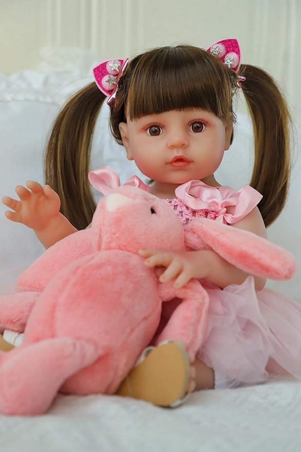 SCOM Lifelike Reborn Dolls Girl -20 Inch Realistic Baby Doll Newborn Baby Dolls，Lifelike Baby Doll Silicone Toddler Clothes Gift Set for Age 3+