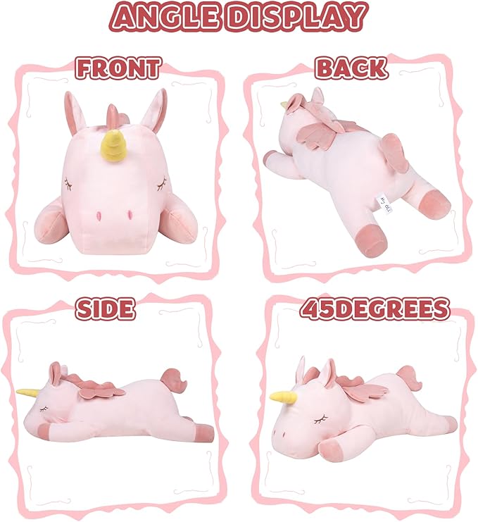 My OLi 18'' Unicorn Stuffed Animal Pillow Plush Toy Cuddle Plushies Stuffed Unicorn Plushie Soft Hugging Pillow Plush Toys Gift for Kids & Adults