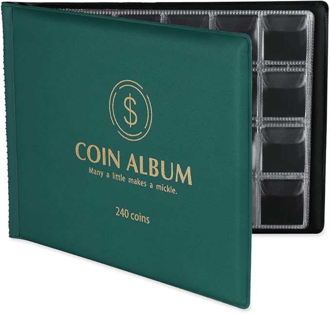 MUDOR Coin Collection Holder Album for Collectors, 240 Pockets Coin Collection Book Office Supplies