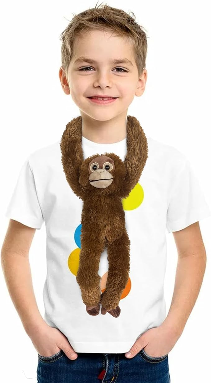 Stuffed Orangutans Toy Hanging Stuffed Animal, Hooks and Stuffed Monkey Animals with Rings for Kids, Gifts for Boys and Girls Hanging 20inches
