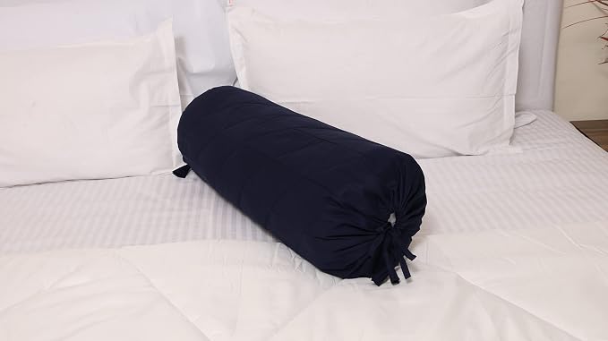 Saffron Quilted Bolster Pillow Cover (Black, 8" Diameter x24 Long (20 cm x 60 cm))
