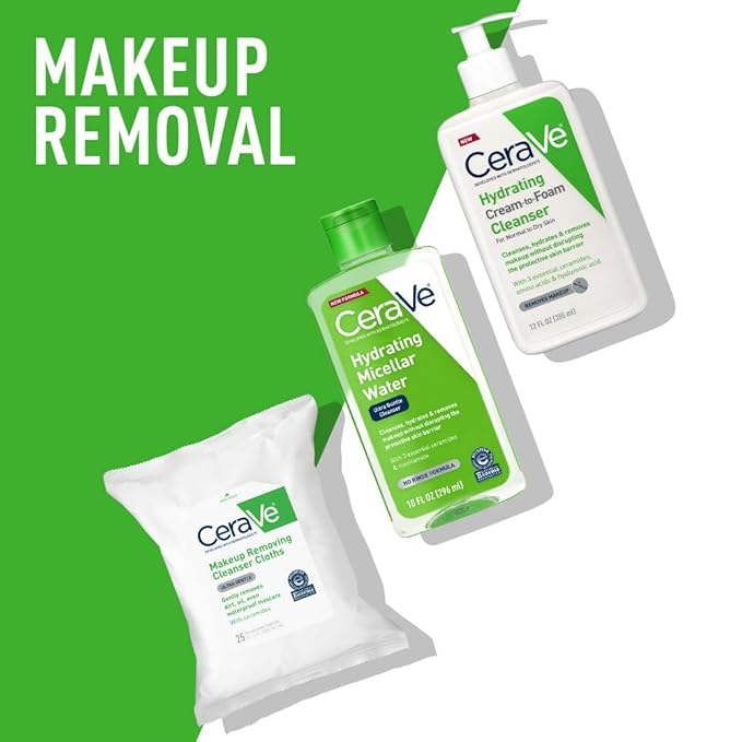 CeraVe Micellar Water, Hydrating Facial Cleanser & Eye Makeup Remover with Niacinamide, Ceramides & Glycerin, Fragrance-Free & Non-Irritating, 10 Fluid Ounces