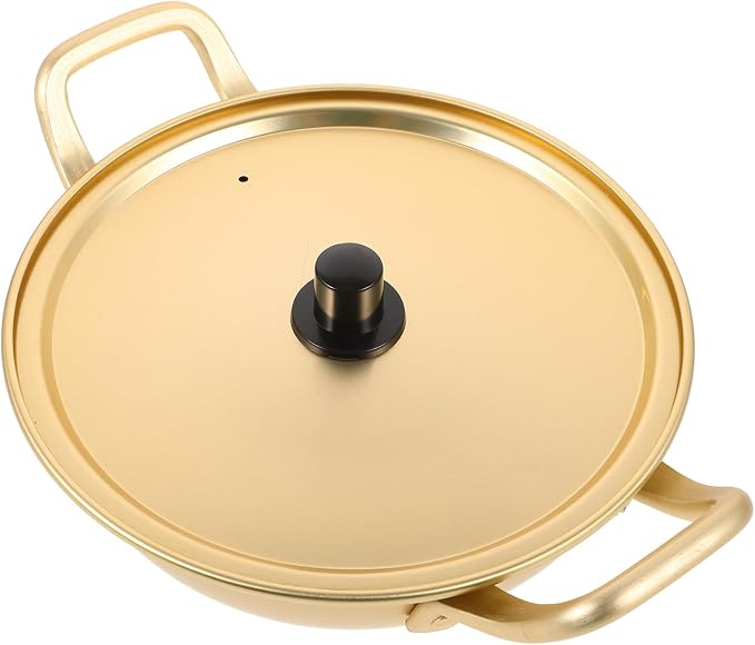 Artibetter Korean Ramen Pot 18cm Shallow Aluminum Instant Noodle Pot Double Ear Cookware for Home and Portable Kitchen Use