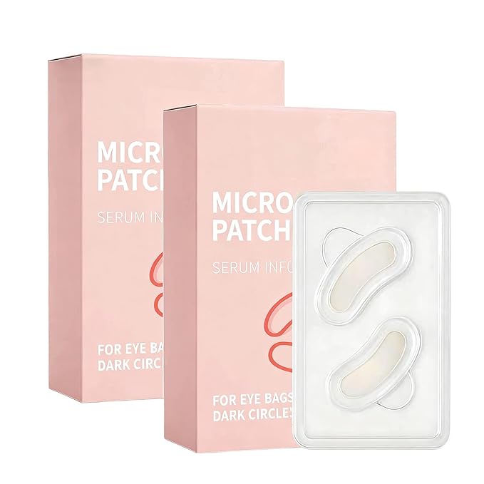MicroGlow Eye Patches, Under Eye Patchs Hyaluronic Acid Overnight Eye Patches, Forehead & Smile Line Patches for Puffy Eyes and Dark Circles, Facial Anti Wrinkle Patches for Women (4 Pairs)
