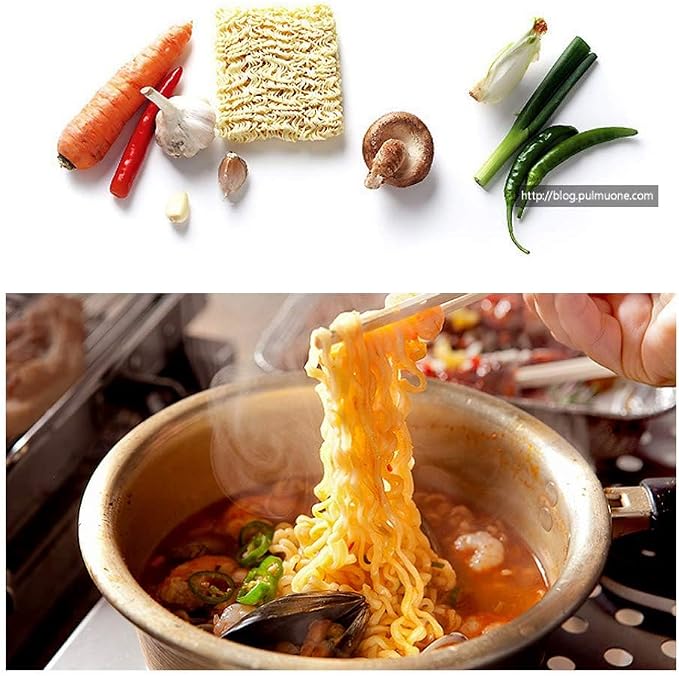 Ramen pot, fast Korean noodle cooker, 3 minute boiler for soup pasta egg, easy light cookware with lid (6.2 Inch)