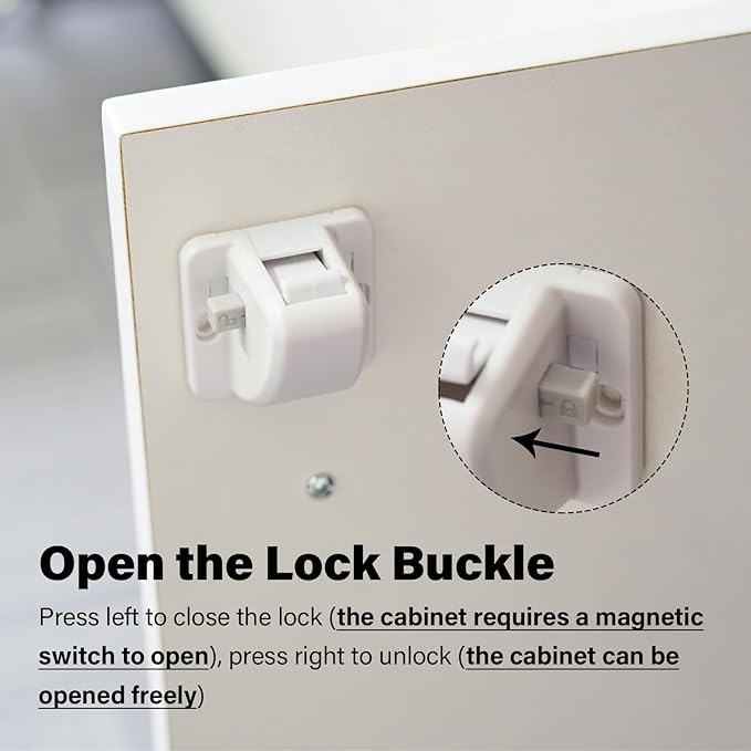 10 Pack Magnetic Cabinet Locks Baby Proofing - Child Safety Cabinet Latch Locks with Adhesive, No Drill or Tools Installation, for Cabinets Drawers Doors