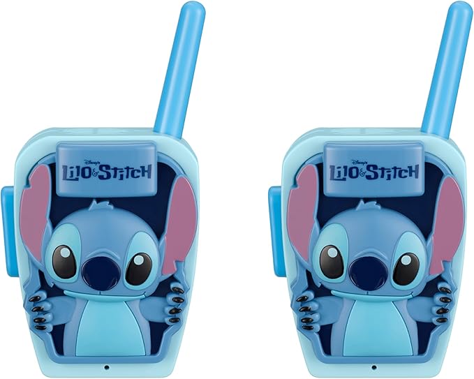 eKids Stitch Walkie Talkies for Kids, Static Free Extended Range Indoor and Outdoor Toys Designed for Fans of Stitch Toys