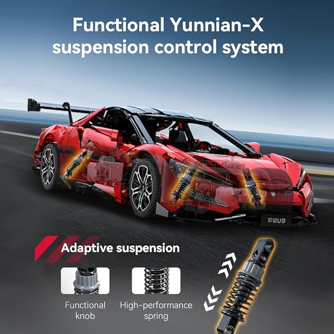 Master Yangwang U9 Super Car Brick Set, C64011W 1:8 Sports Car Building Block Kit with U-Turn Function, Dancing Building Block Model for Adults Collectors (3671PCS)
