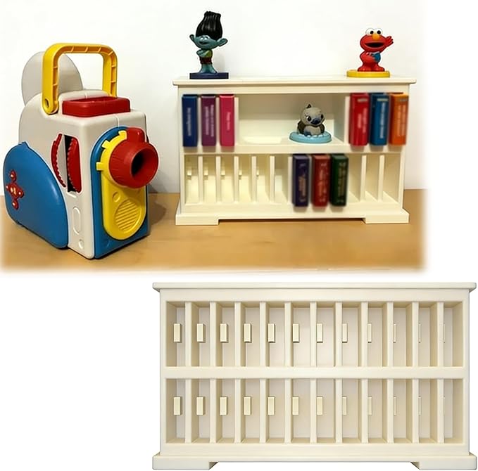 Organizer Shelf - for Little Tikes Story Dream Machine Books and Cassettes - Extended Desktop Display Shelf, Holds 24 Books and 5 Figurines.