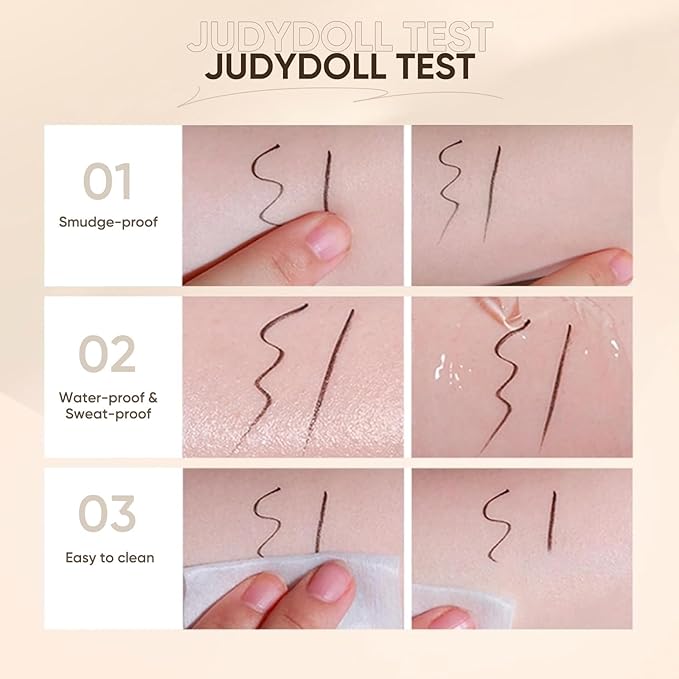 JUDYDOLL Ultra-Fine Liquid Eyeliner - Precision Tip for Wing Line, Smudge-Proof, Quick-Drying, Waterproof, Easy to Get Inner Corner Lined, Hooded Eyes-Friendly (#02 Deep Brown)