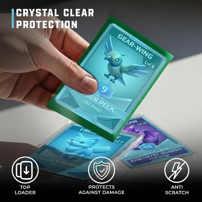CardGuard Premium Clear Card Sleeves, 100ct – Standard Size Penny Sleeves for Pokémon, Sports Cards, Baseball, Football, and Collectible Trading Cards – Acid-Free, PVC-Free, Durable Protection, Green