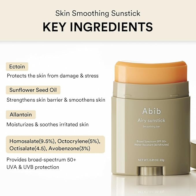 Abib Airy & Quick Sunstick DUO Broad Spectrum SPF50+ 1.58 oz / 45g (Semi-matte & Glowing) | Korean Suncreen Stick Suncare Sunblock, No Whitecast, Protector Solar Barra, Water resistant
