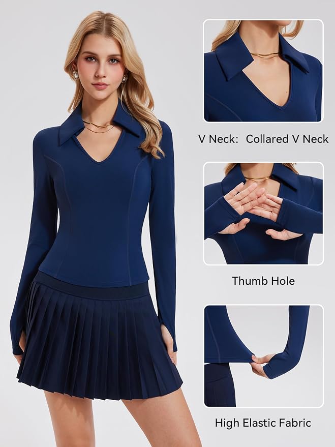 Women 2 Piece Tennis Skirt Set Polo Golf Outfits Racerback Tank Top Pleated Skort with Pockets Summer Workout Athletic Dress