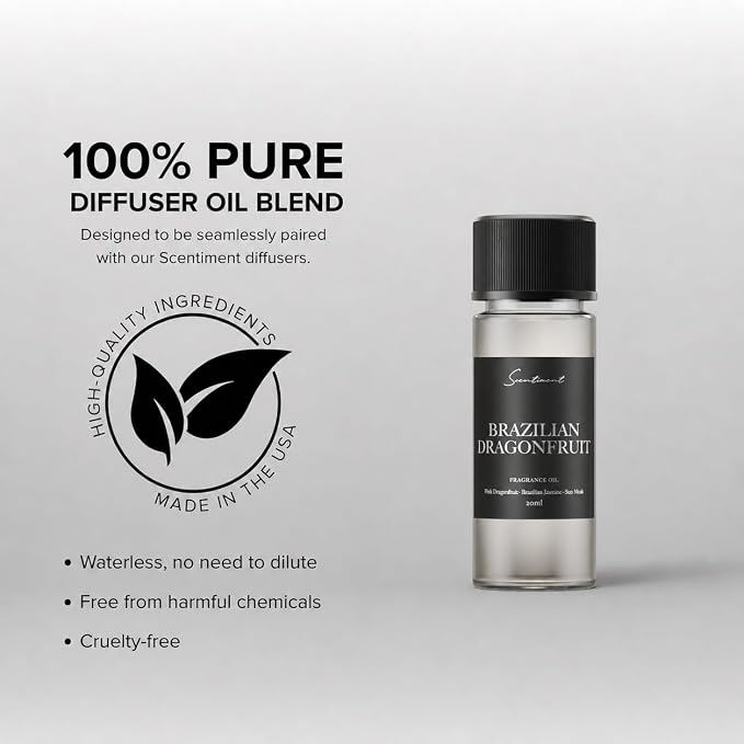 Scentiment Brazilian Dragon Fruit Diffuser Oil – Dragon Fruit, Citrus & Soft Musk – Sweet, Fruity & Tropical Fragrance Oil for Cold Air Diffusers – 0.68 fl oz (20 mL)
