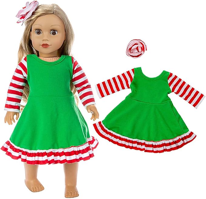 Ecore un 2 Set 18 Inch Doll Christmas Clothes Dress Pajamas Outfits for 18 Inch Girl Doll