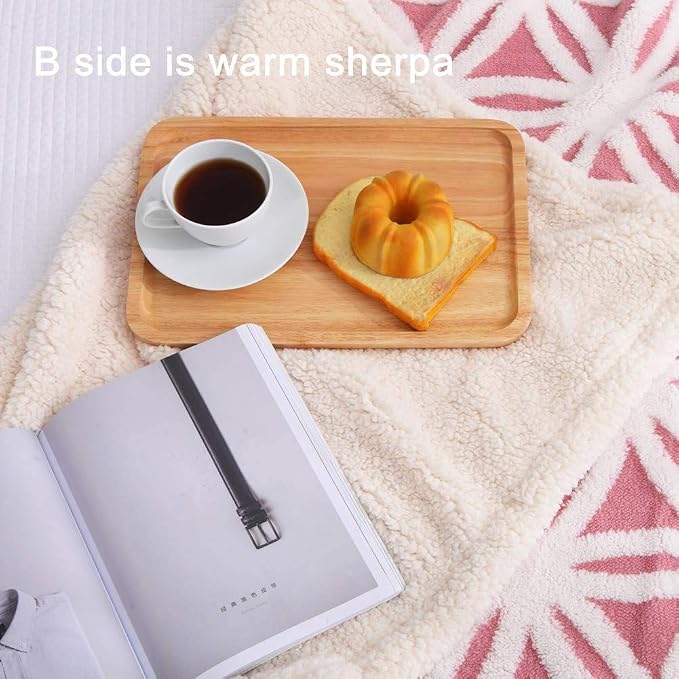 LOMAO Sherpa Fleece Blanket Gifts for Mom Dad Cozy Soft Throw Blanket for Women Men Birthday Gifts Dual Sided Couch Sofa Bed Blanket (Pink, 71''x80'')