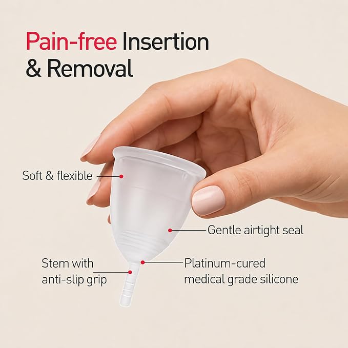Sirona Reusable Menstrual Cup - Small Size | Ultra-Soft, Odor-Free, Rash-Free Medical-Grade Silicone with Pouch | Leak-Proof Period Cup for Heavy & Light Flow | Tampon & Pad Alternative | Pack of 1