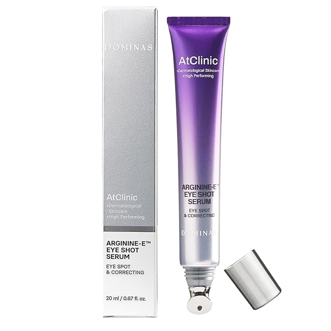 DOMINAS AtClinic Arginine-E Eye Shot Serum - Eye Bag & Puffiness Reducer with Caffeine, Niacinamide, Cooling Guasha Tip, Dark Circles & Firming, Anti-Aging, Korean Skincare, 0.67 fl oz