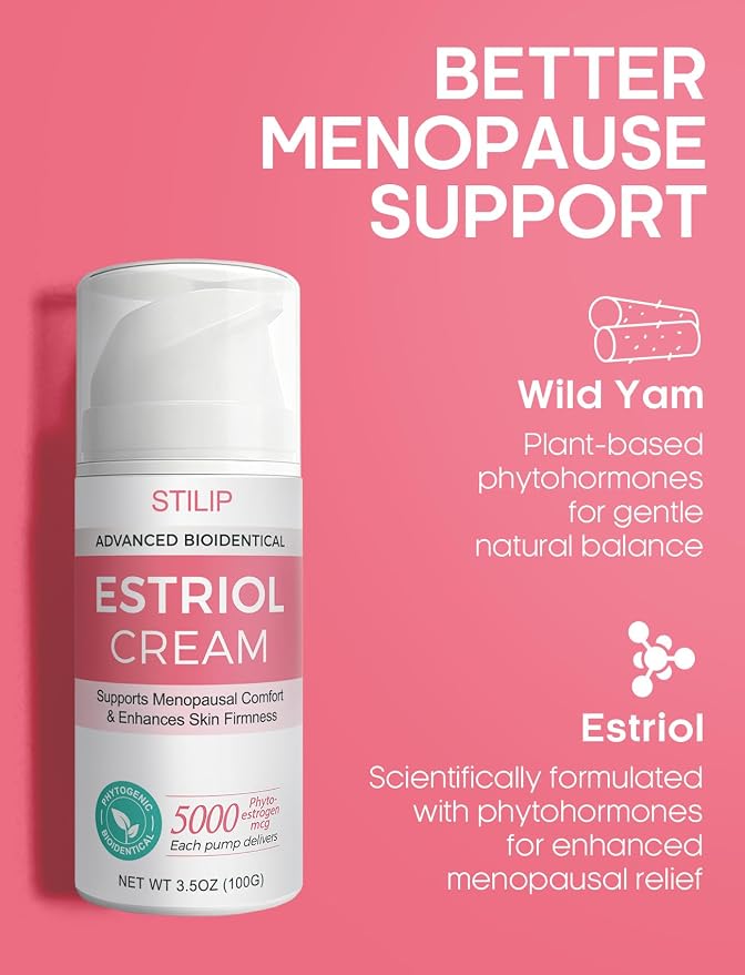 STILIP Estrogen Cream for Women–Estriol Cream for Women Menopause Support, Hydrating Phytoestrogen Moisturizer with Pueraria Mirifica & Soy Isoflavones, Firms Skin and Hormone Balance, 3.5 oz