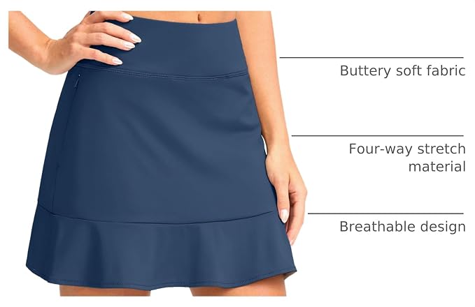 16" Golf Skorts for Women with 5 Pockets | Athletic, Tennis Skirt, High Waisted, Pickleball, Travel, Casual, Lightweight, Ruffle Summer Skirt, with Shorts