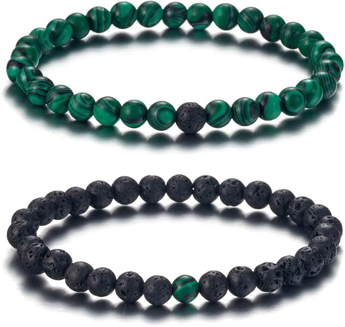 Softones 6MM Lava Rock Aromatherapy Anxiety Essential Oil Diffuser Beads Bracelet for Women Men,Friendship Couples Gifts Natural Stone Bracelets