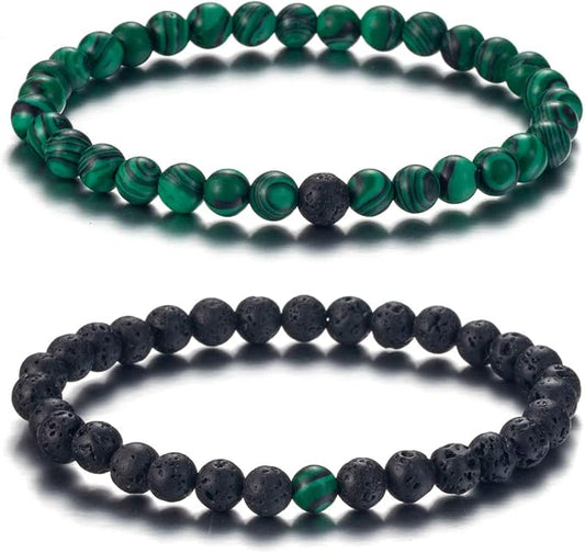 Softones 6MM Lava Rock Aromatherapy Anxiety Essential Oil Diffuser Beads Bracelet for Women Men,Friendship Couples Gifts Natural Stone Bracelets