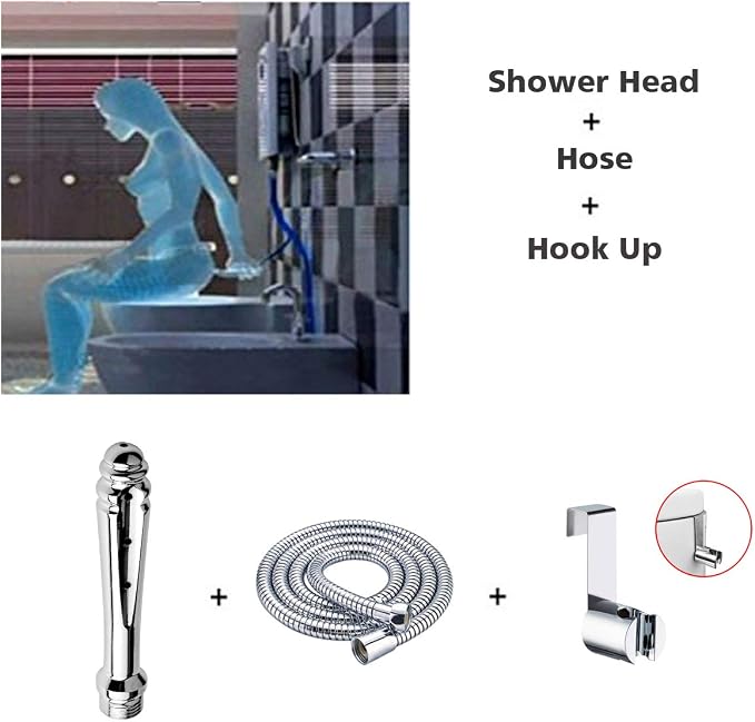 Enema Cleansing Kit with Attachment Bathroom Handheld 59inch Shower Hose Enema Douche Bidet Cleaning System