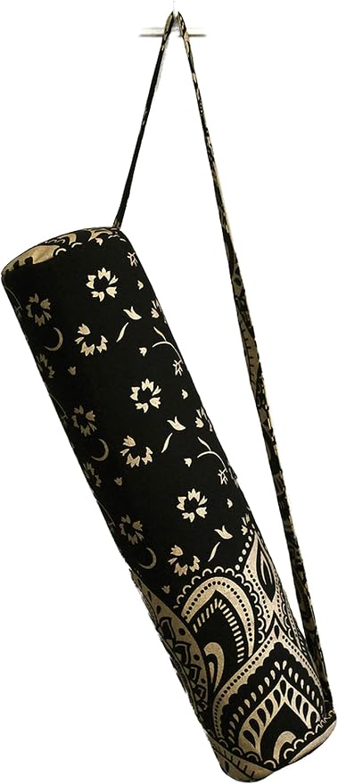 ICC Black Gold Mandala Full-Zip Exercise Yoga Mat Carry Bag Gym Beach Pilates Carrier Bags Hippie Mandala Indian Cotton Bag