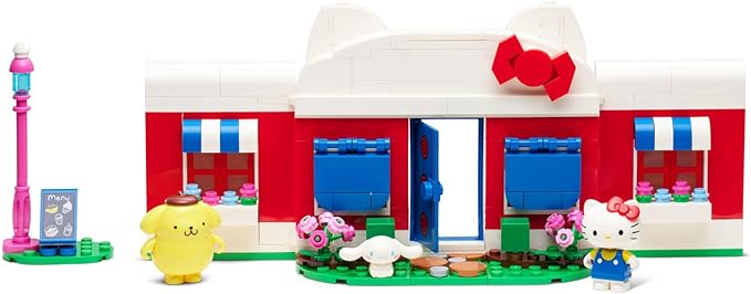 BLDR Hello Kitty and Friends, Hello Kitty’s Dream Cafe Building Set 0076 with Hello Kitty, Cinnamoroll, and Pompompurin Minifigures - Gift for Kids and Sanrio Fans Ages 8+