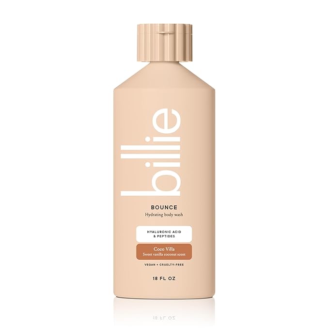 Billie Bounce,Hydrating Body Wash,Hyaluronic Acid + Peptides,Hydrating & Replenishing,18Fl Oz,(Pack of 2)