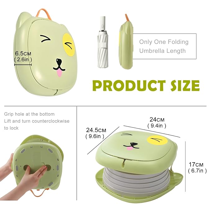 Travel Potty for Toddler,Foldable and Portable Toilet for Kids, Apply to Seat Emergency Toilet for Car, Camping, Outdoor, Indoor,Green