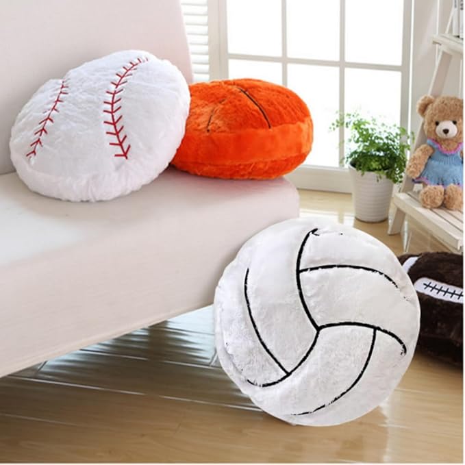 Volleyball Sports Pillow Fluffy Soft Throw Pillow Toy ，14" Durable Sport Basketball Plush Toys,Plush Pillow Toys Gift for Kids Boy Girls Children Room Decoration