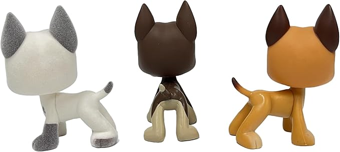 3pcs/Set Custom Flocked Pet Shop Toys Short Hair Cat Kitten Collie Great Dane Cocker Spaniel Dachshund Puppy Dog OOAK Compatible with LPS (#577 and 817 and 244)