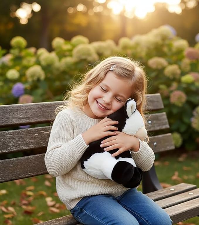 Cow Stuffed Animals Soft Plush Cute Cow Doll for Boys Girls 8in (zuo NIU heibaise)