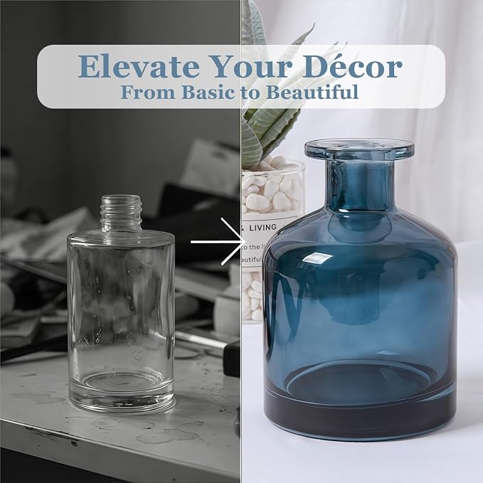 1Pcs 150ml/5oz Empty Glass Diffuser Bottle Aromatherapy Jar Container Fragrance Accessories Use with Essential Oils Replacement Diffusers Reed Sticks DIY Crafts Decor Blue