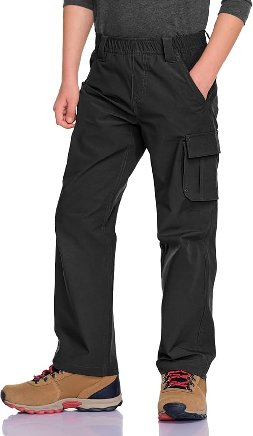 CQR Kids Boy’s Hiking Cargo Pants, Water Resistant UPF 50+ Quick Dry Youth Casual Outdoor Climbing Camping Trousers