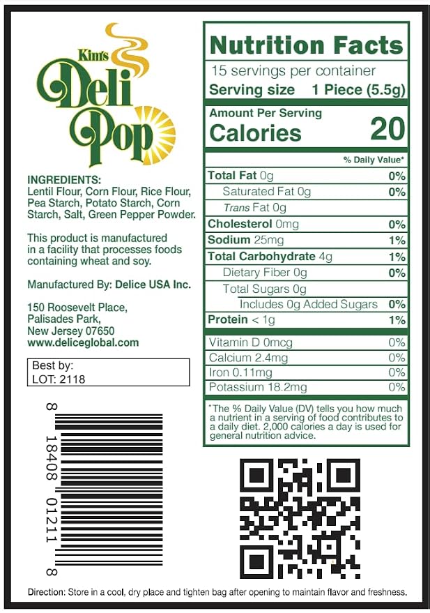 Deli Pop Grain Cakes 12 Pack | Lentil Flavor | 15 cakes per pack | Multigrain, Natural Vegan | Sugar Free Korean Snack | Low Calorie, Low Fat, Gluten Free Ingredients (Lentil Flavor)