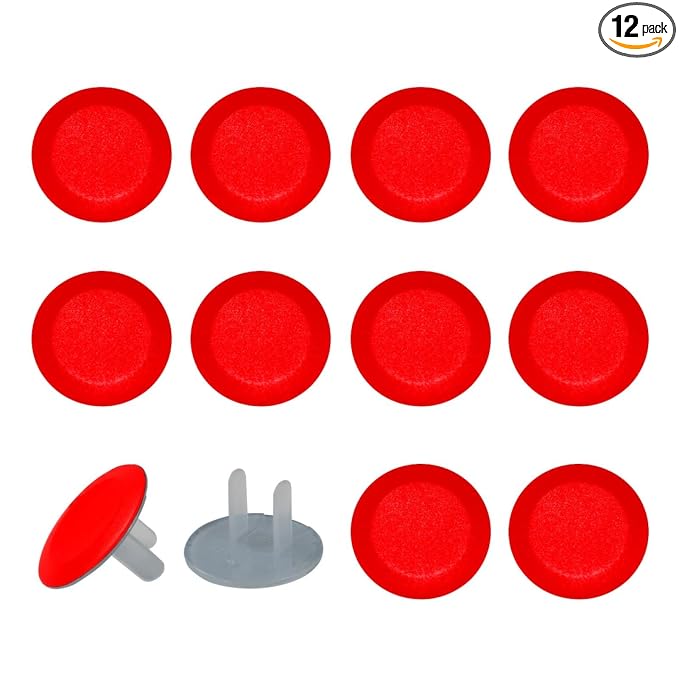 Pure Red Pattern Outlet Covers Baby Proofing Safe & Secure Electric Plug Protectors | Sturdy Childproof Socket Covers for Home & Office | Easy Installation | Protect Toddlers & Babies