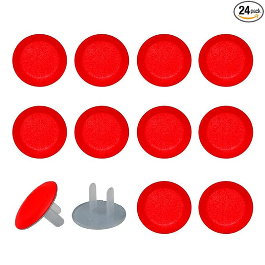 Pure Red Pattern Outlet Plug Covers - 12/24 Pack Safety Electrical Plug Protectors