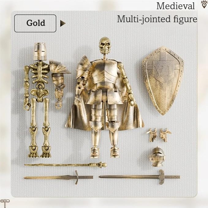 T13 Action Figure Set,Skeleton Knight Action Figures,Knight Action Figures,Dummy 13,Lucky 13 Collectible Action Figure（Assembly Required） (A-Golden Skull Knight)