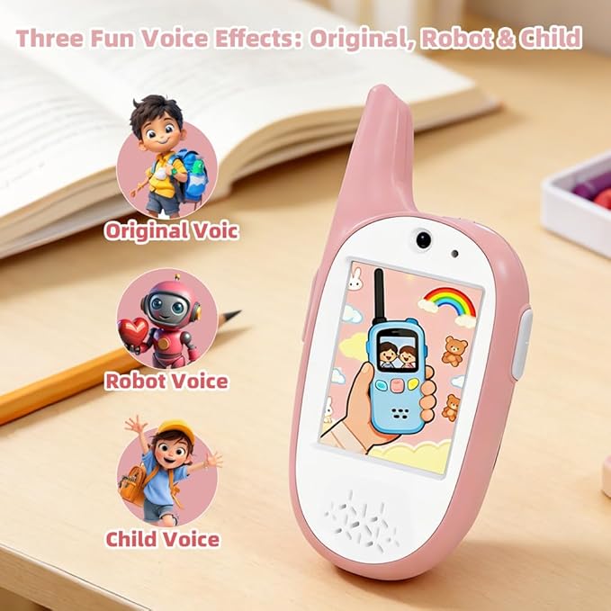 Video Walkie Talkies for Kids, 2 Pack 720P Video Walkie Talkies Rechargeable Video Intercom Toy with Camera & Voice Chat, Toys Gifts for Family, Camping, Hiking for Boys Girls Ages 3-12 (Blue-Pink)