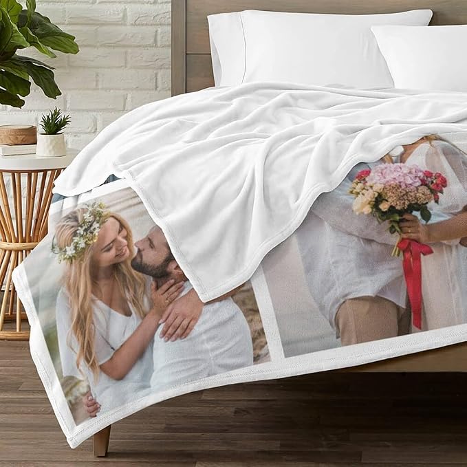 inkArts Custom Blanket with Photo, Personalized Blanket, Customized Photo Blankets, Customizable Picture Blankets, Personalized Anniversary Couple Gifts for Women Men Her Him Boyfriend Girlfriend